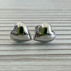 14K Gold and Sterling Silver Carla Heart Stud Earrings